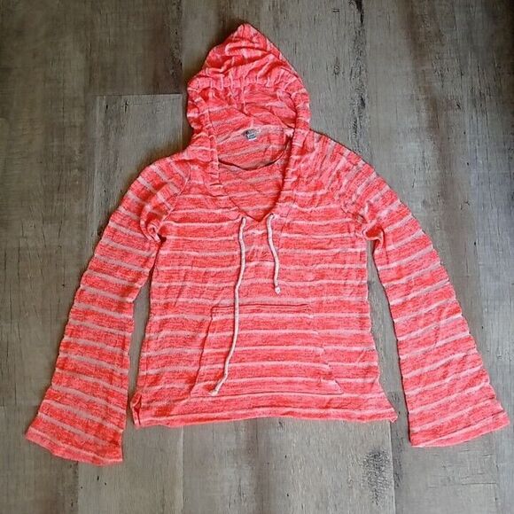 Volcom Sweater Womens Medium Orange Hoodie Sweatshirt Pullover Lightweight Beach - Picture 1 of 6